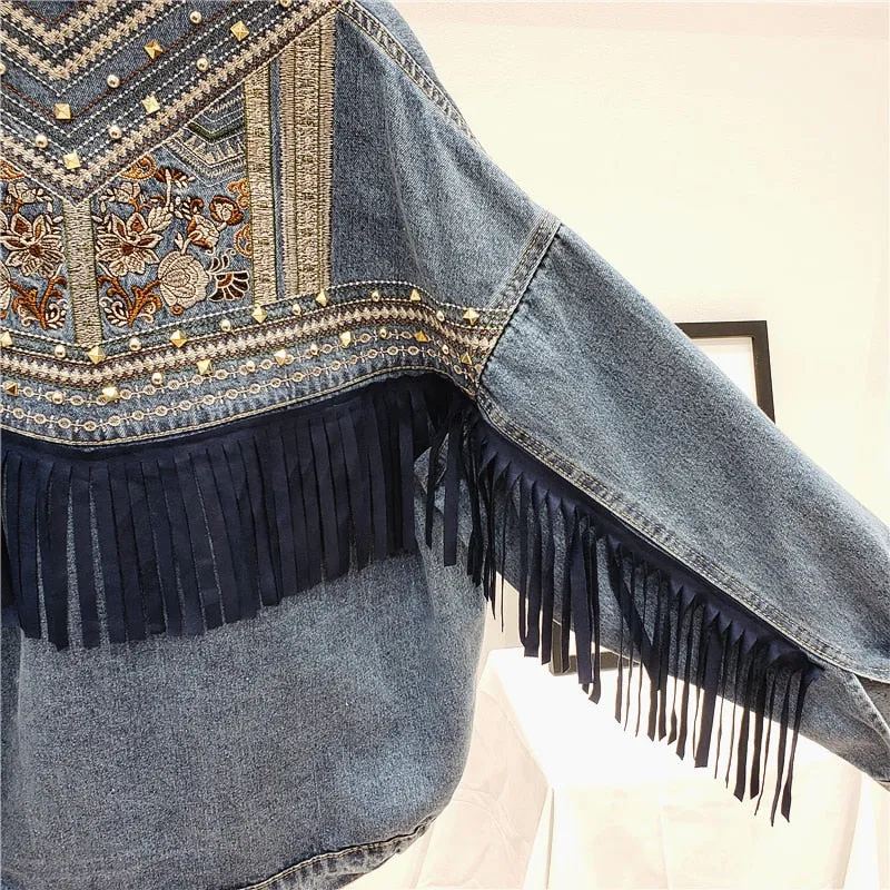 Floral Jean Jacket | Women Jean Jacket | Women Embroidery Jacket | Girl Denim Jacket | Floral Jacket | Floral Jean Coat | Korean Jacket