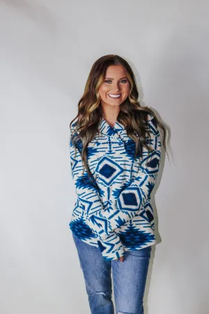 Forever On My Mind Blue Tribal Pullover