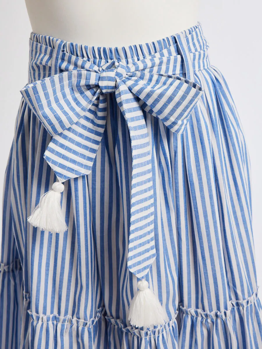 Françoise Midi Skirt - Monaco Stripe