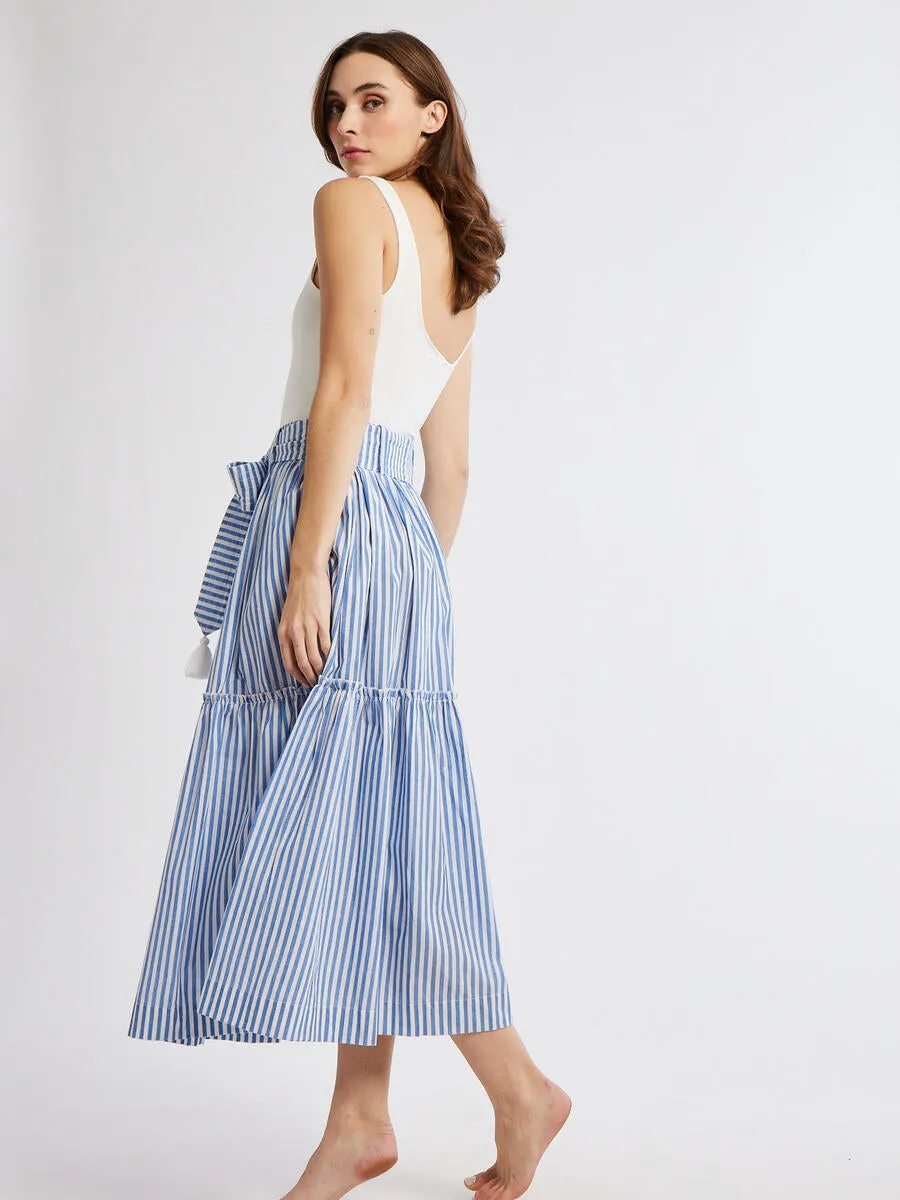 Françoise Midi Skirt - Monaco Stripe