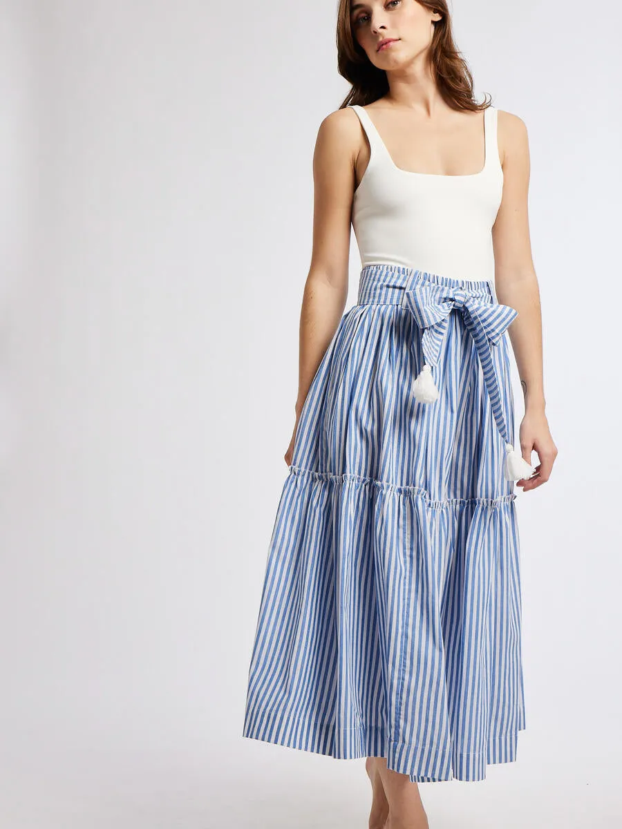 Françoise Midi Skirt - Monaco Stripe