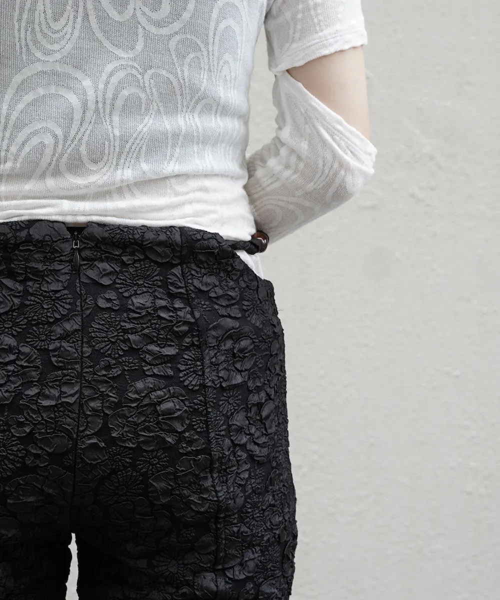 GANNI Stretch Jacquard Flared Pants "BLACK"