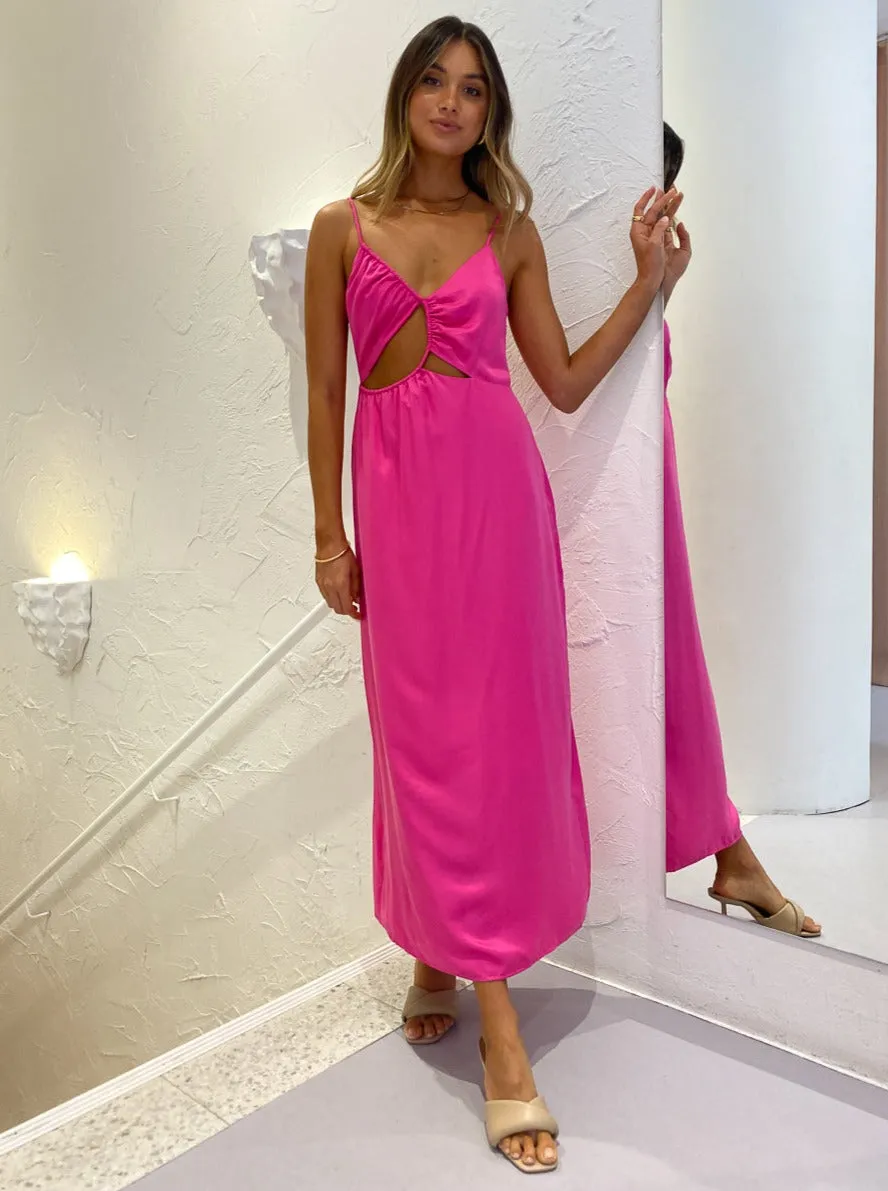 Ginia Selena Midi Dress in Fuschia