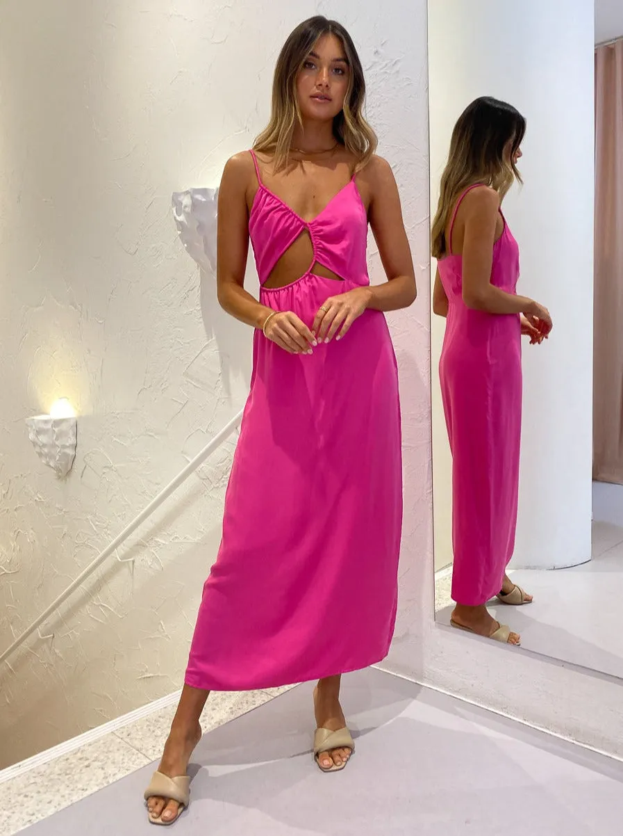 Ginia Selena Midi Dress in Fuschia