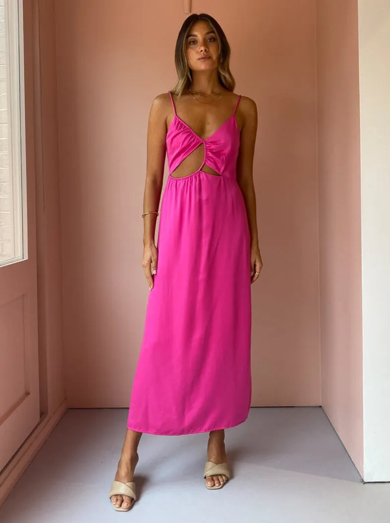 Ginia Selena Midi Dress in Fuschia