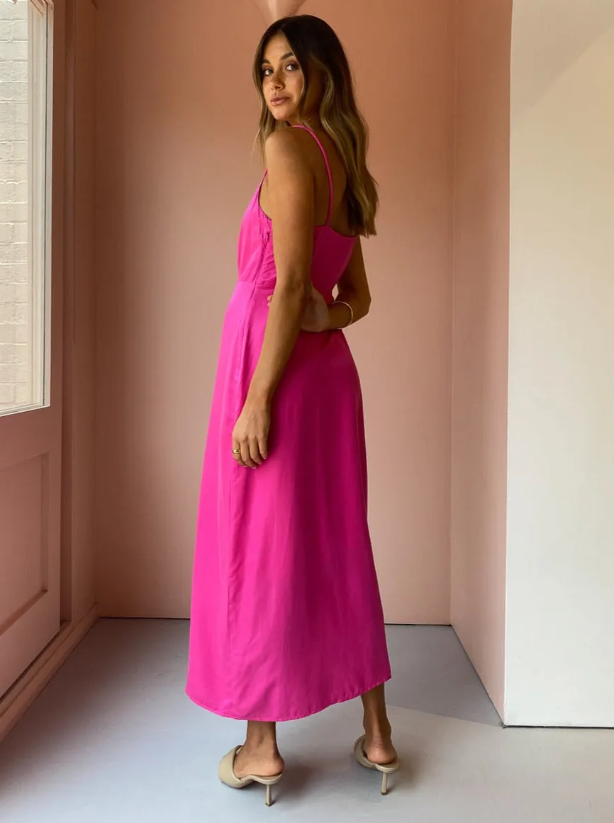 Ginia Selena Midi Dress in Fuschia