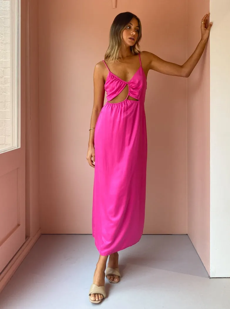 Ginia Selena Midi Dress in Fuschia
