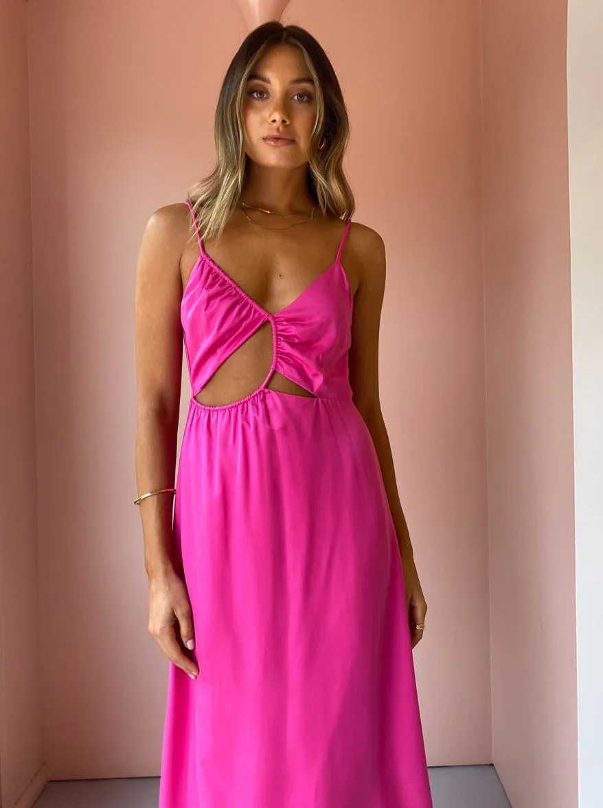 Ginia Selena Midi Dress in Fuschia