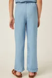 Girls Washed Tencel Elastic Waist Wide Leg Pants