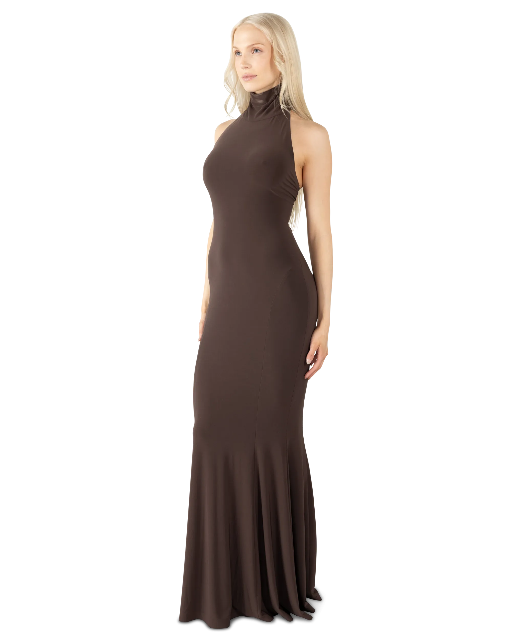 Halter Turtleneck Fish Tail Gown