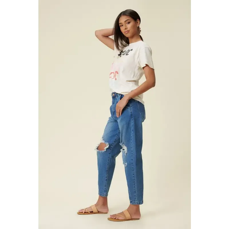 High Rise Distressed Slouchy Jeans