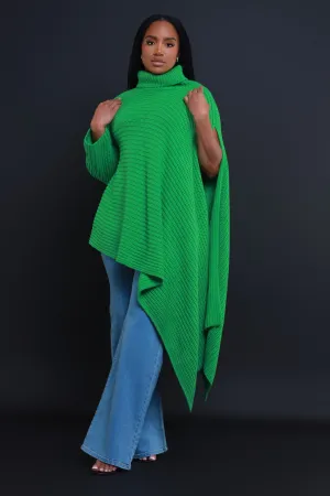 How To Deal Asymmetrical Knit Sweater - Green