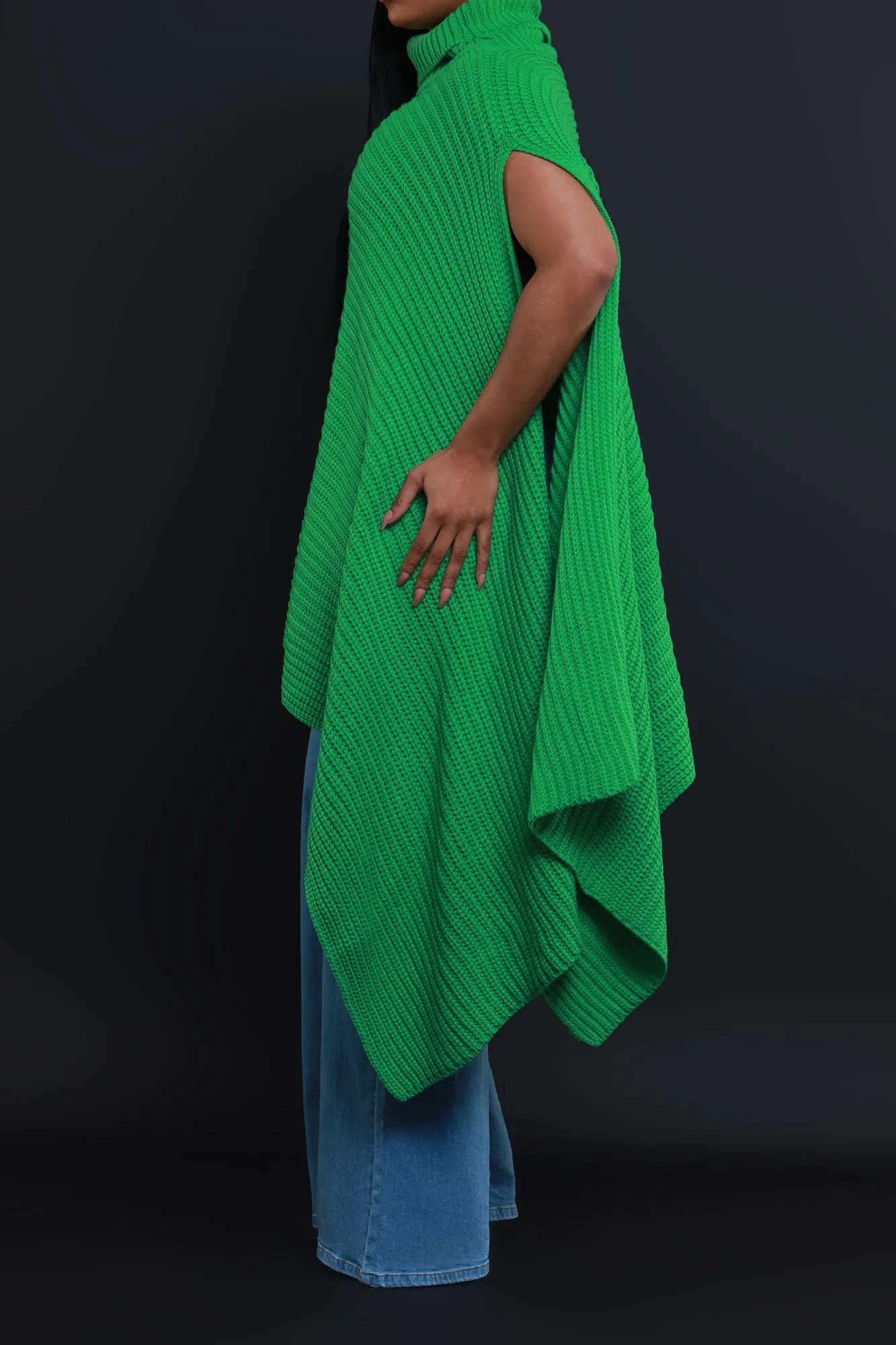How To Deal Asymmetrical Knit Sweater - Green