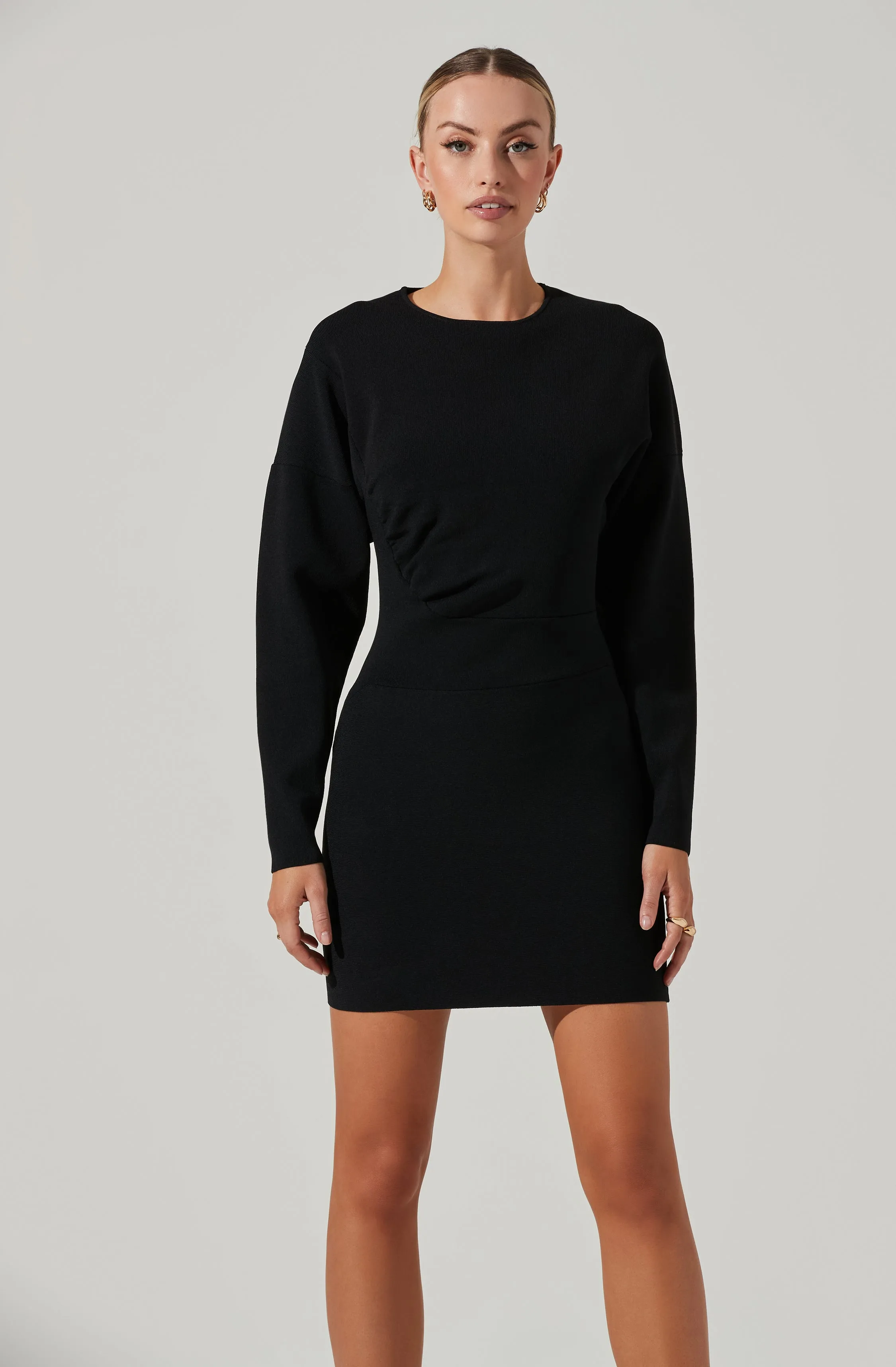 Jayne Ruched Mini Sweater Dress