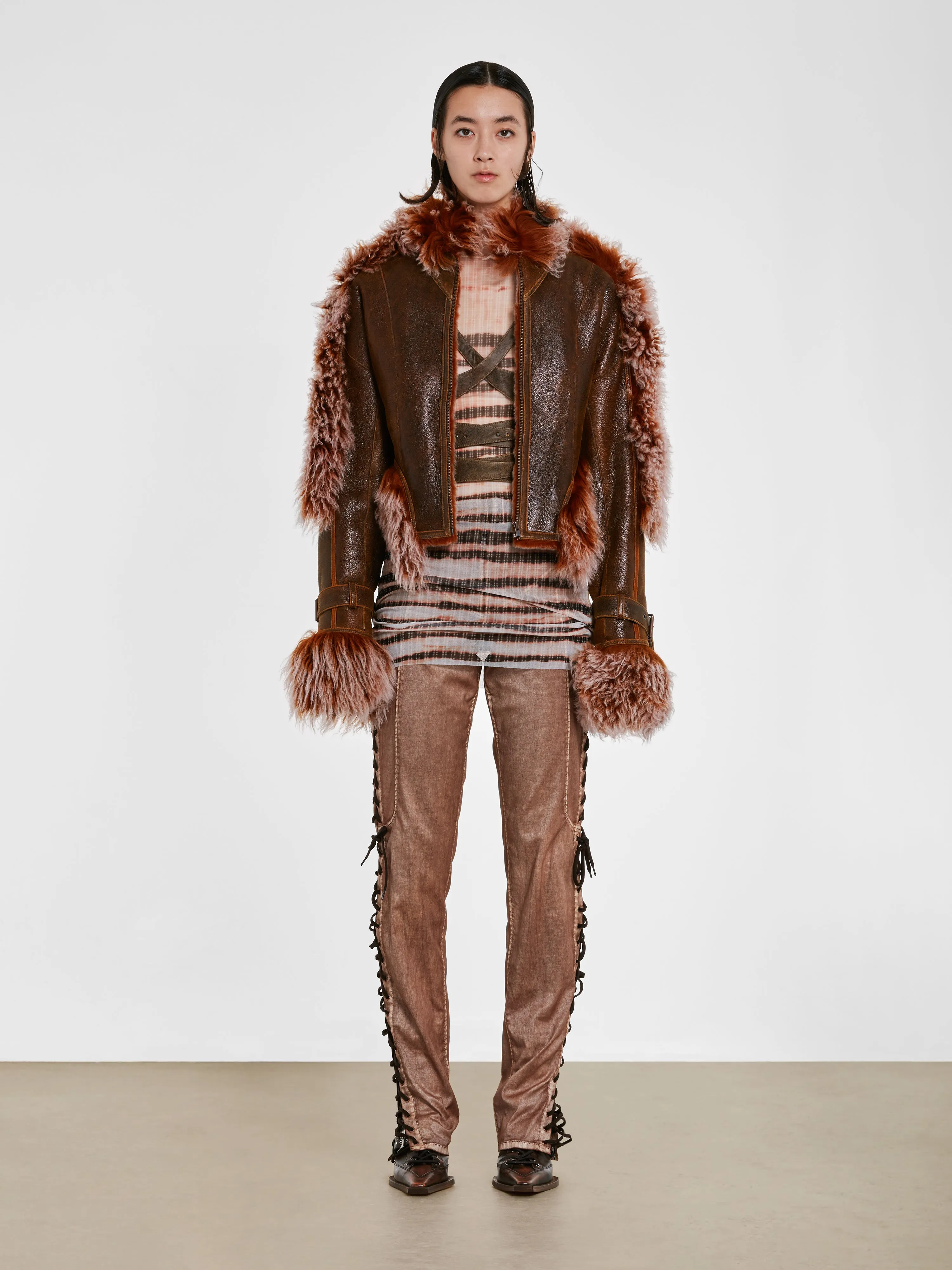 Jean Paul Gaultier - KNWLS Women’s Shearling Jacket - (Brown/Lilac)