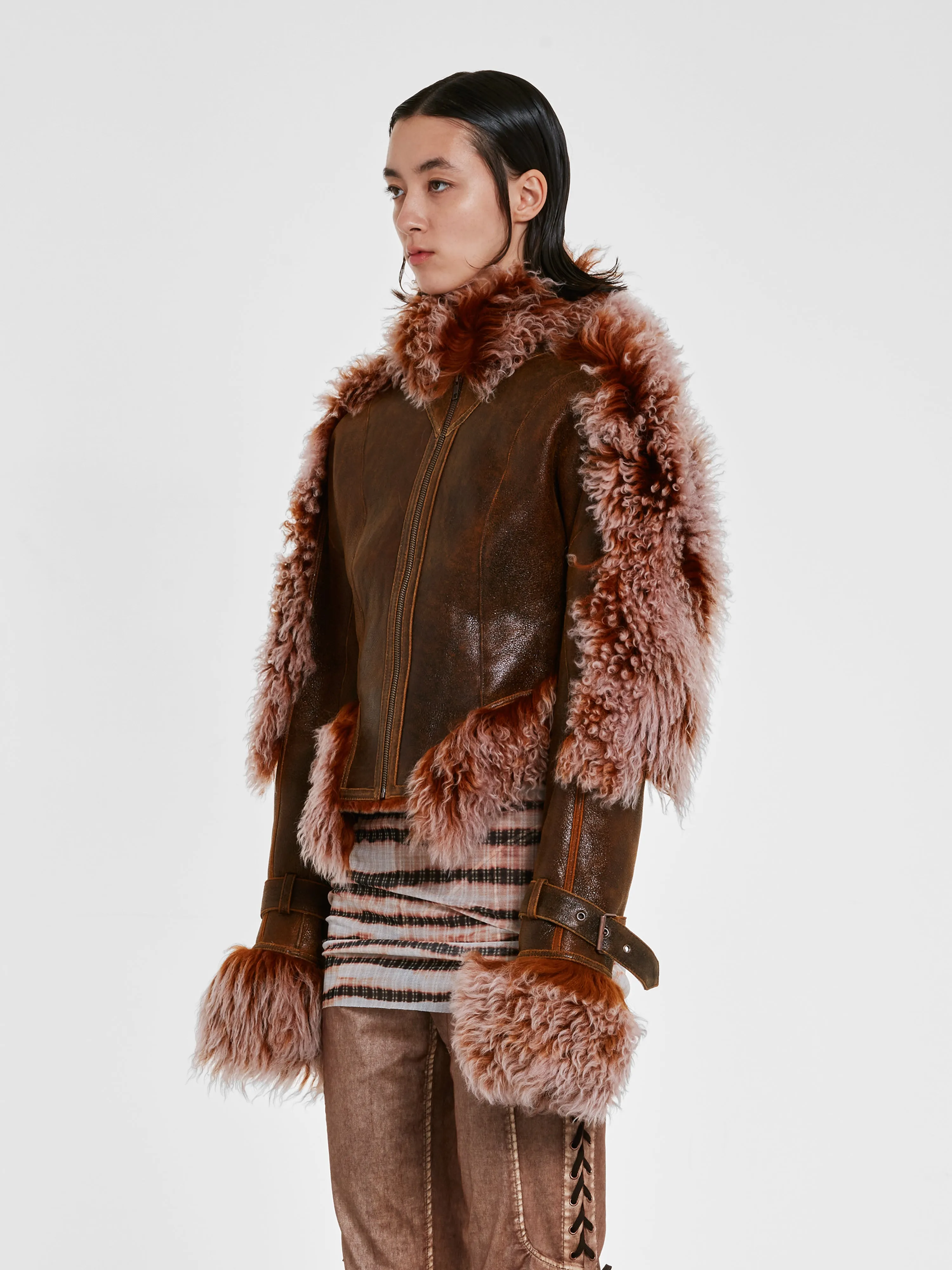 Jean Paul Gaultier - KNWLS Women’s Shearling Jacket - (Brown/Lilac)