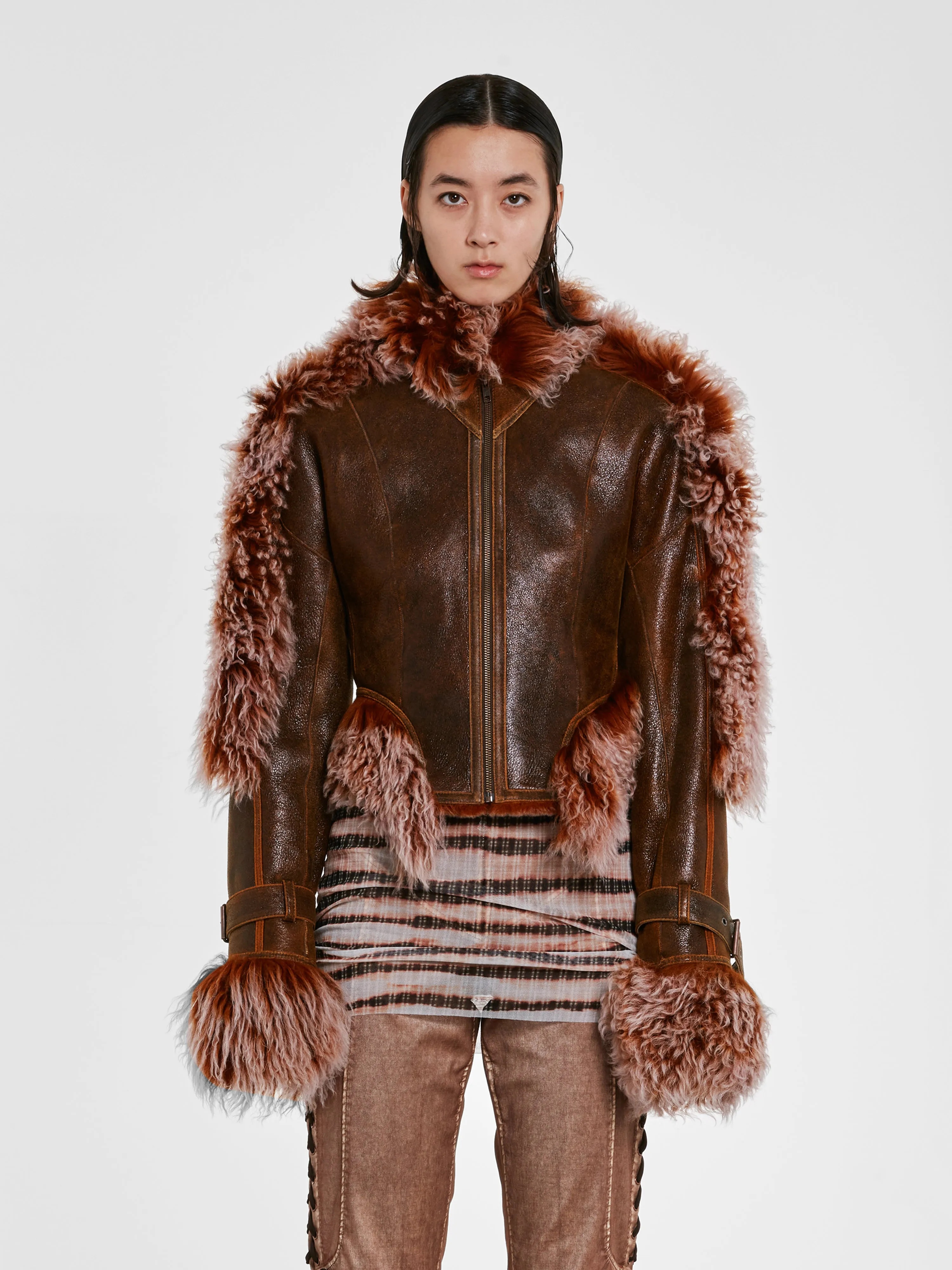 Jean Paul Gaultier - KNWLS Women’s Shearling Jacket - (Brown/Lilac)