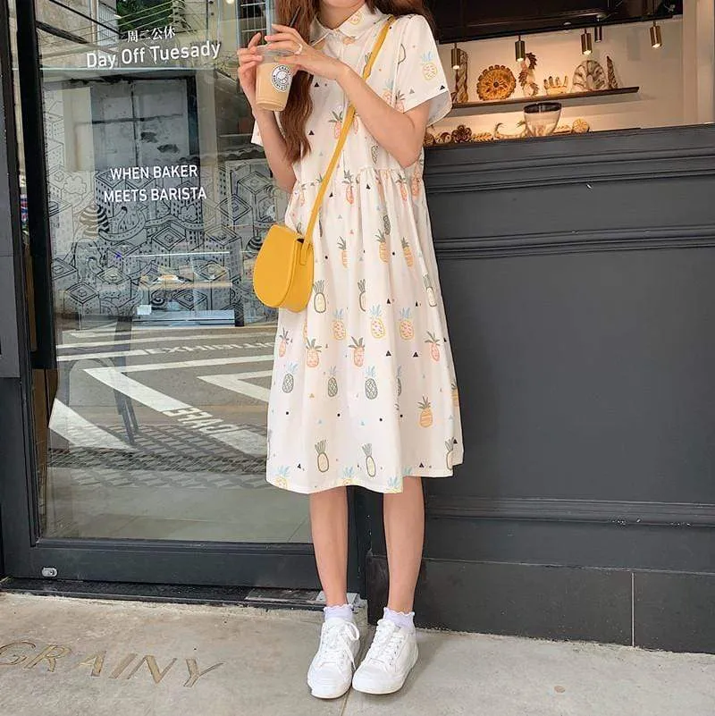 Kawaii Fruit Printed Shirt Dress