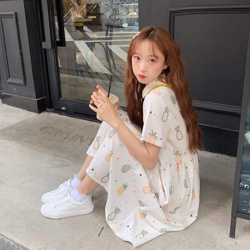 Kawaii Fruit Printed Shirt Dress