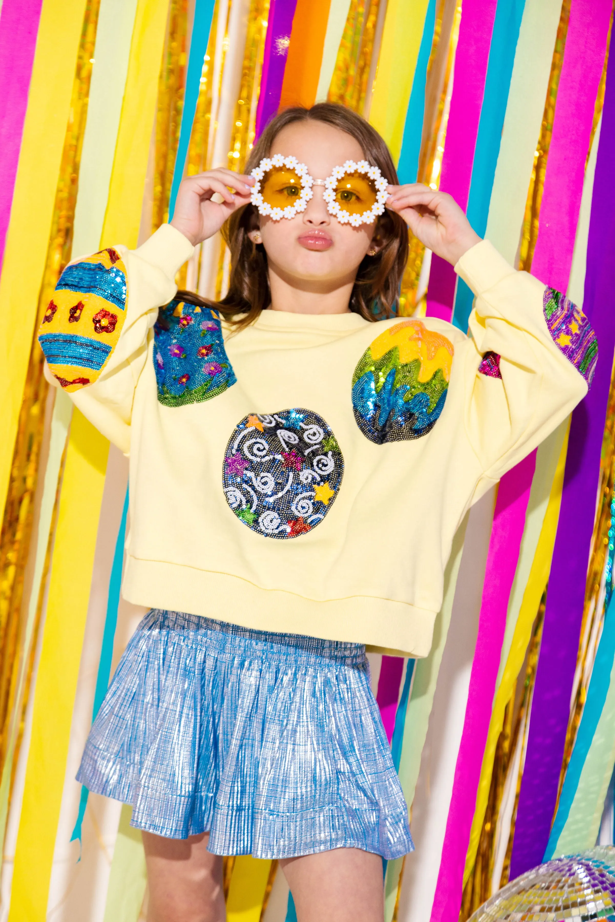 Kids Pale Yellow Easter Egg Sweatshirt