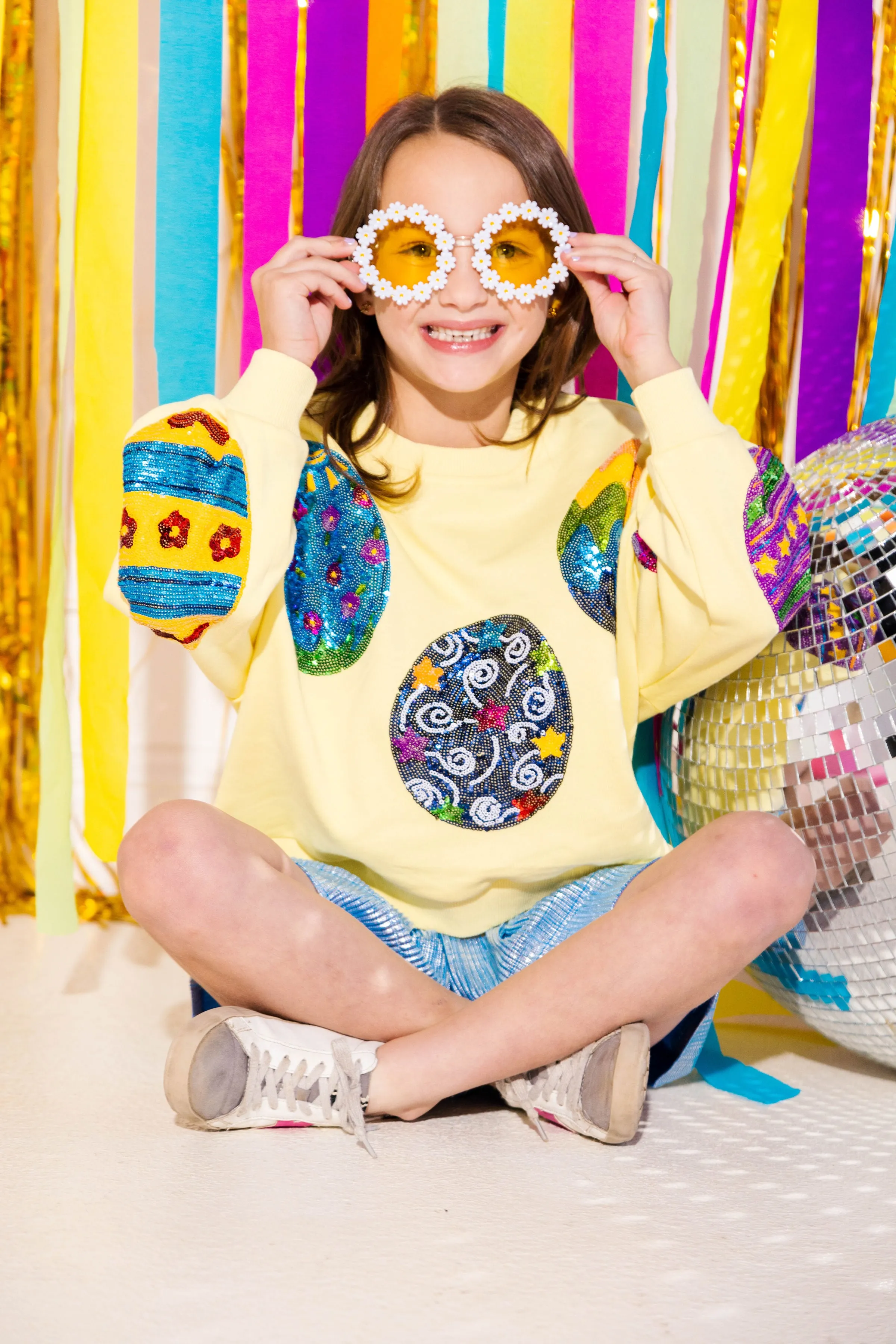 Kids Pale Yellow Easter Egg Sweatshirt