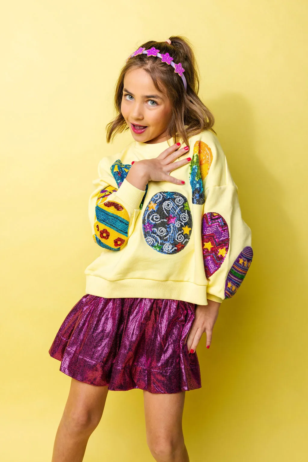 Kids Pale Yellow Easter Egg Sweatshirt