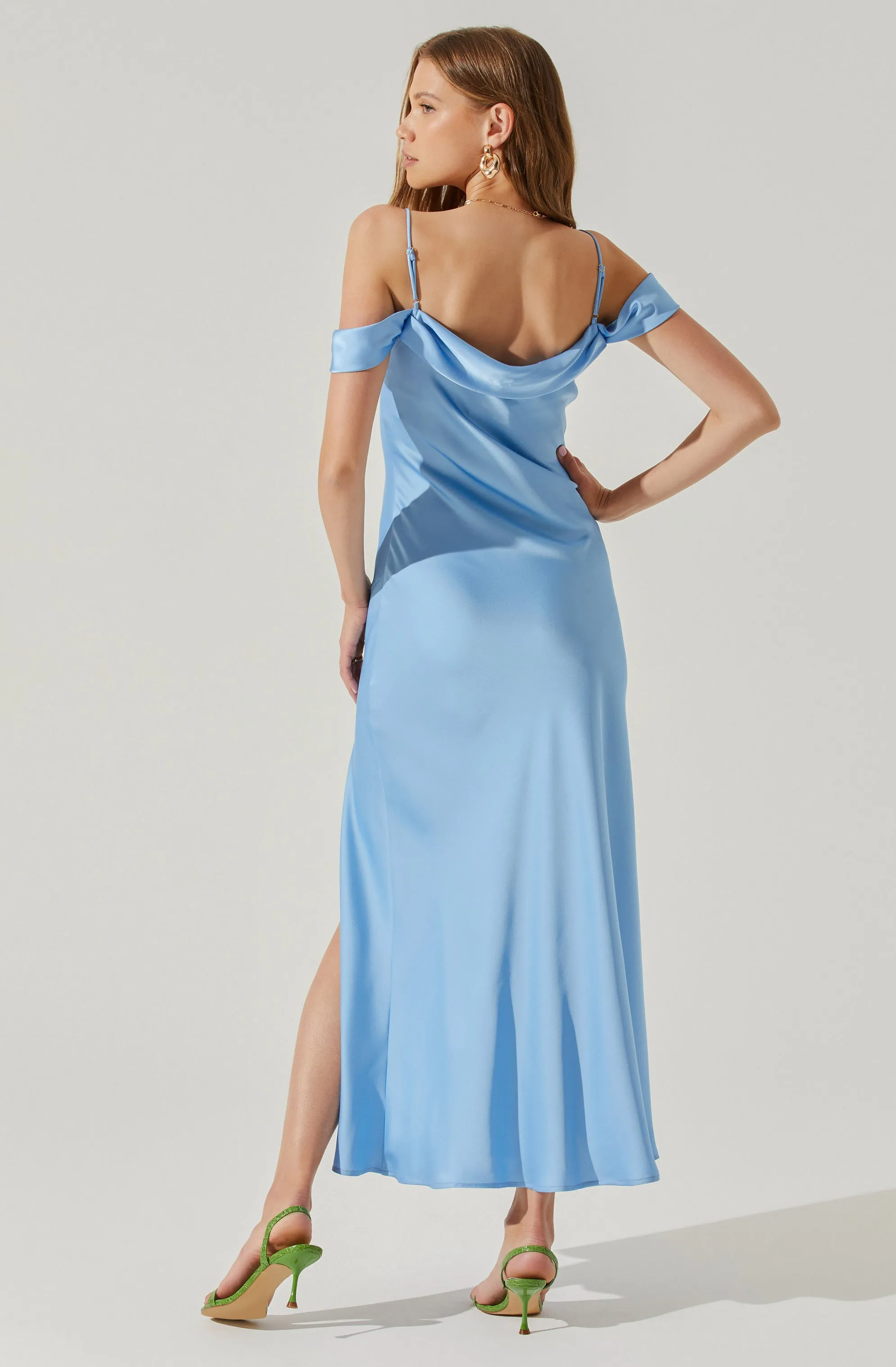Kitura Cold Shoulder Cowl Neck Midi Dress