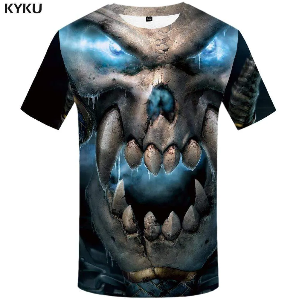 KYKU Skull T shirt Men Nebula T shirts Funny Space Tshirt Anime Gothic Tshirts Print Skeleton T-shirt 3d Mens Clothing