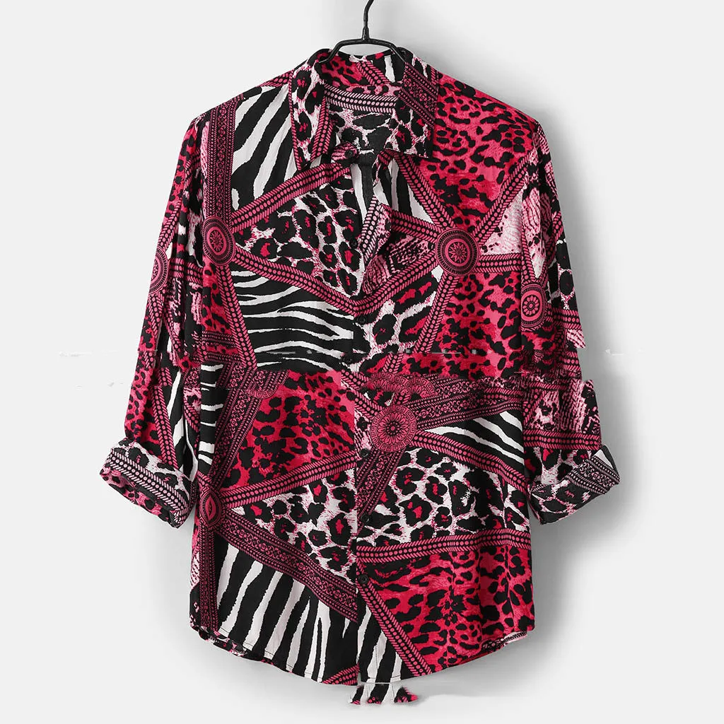 Leopard Print Chain  Men's Beach Shirt