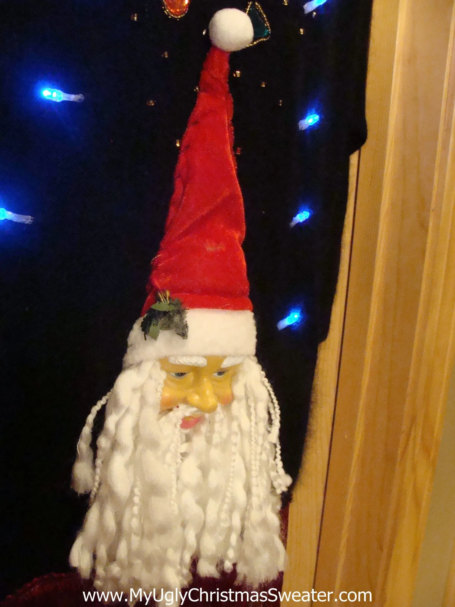 Light Up Ugly Xmas Sweater 3D Santa Fringe 80s