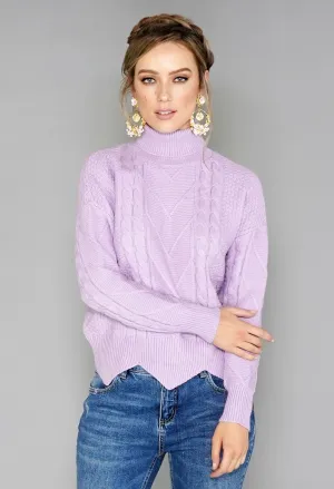 Lilac Cable Knit Turtleneck