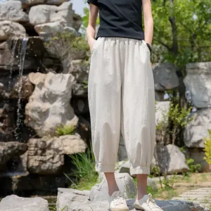 linen pants for woman Bohemian casual tapered pants