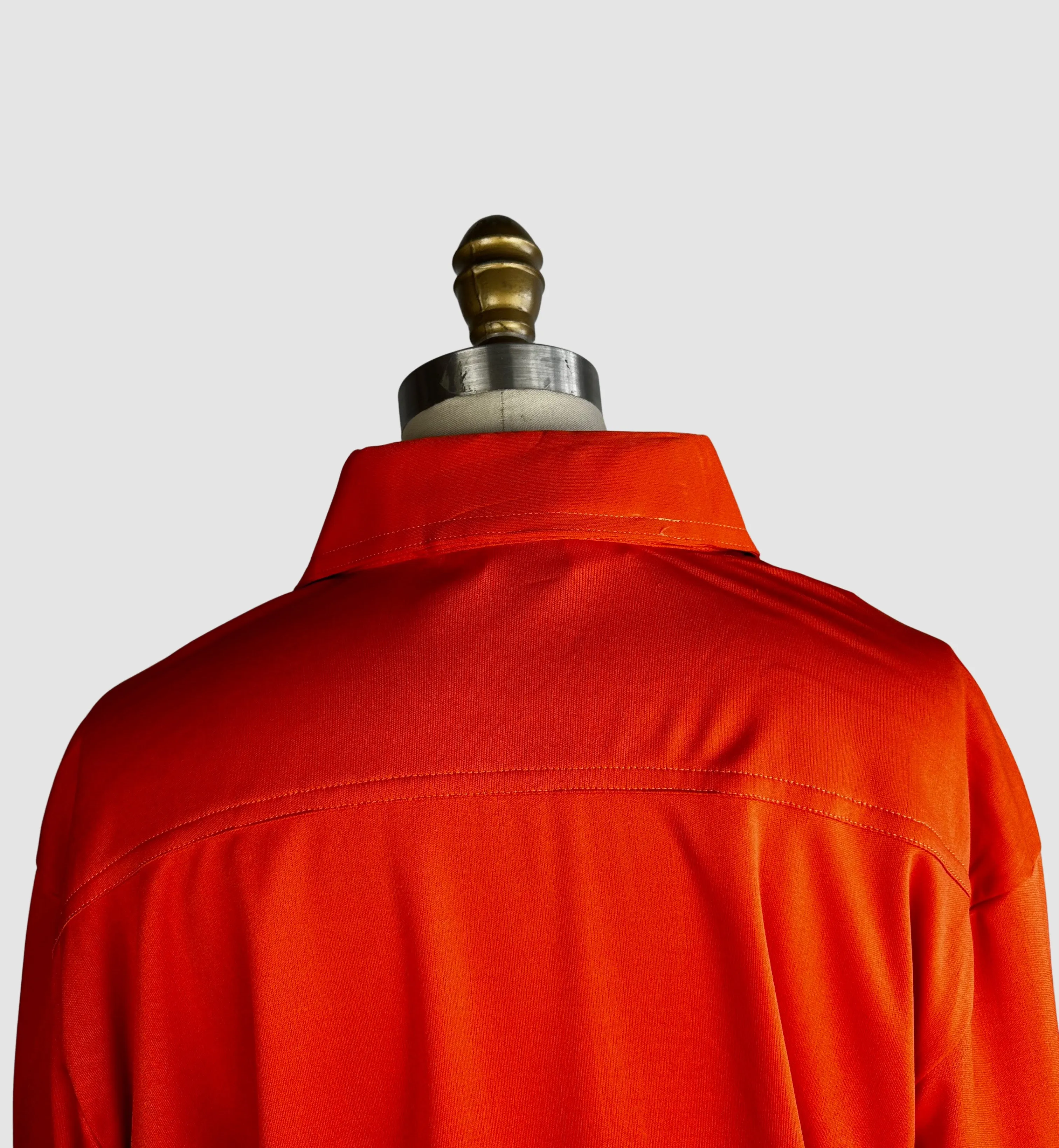MARTINI 70s Deadstock Orange  Polyester Disco Shirt• Large