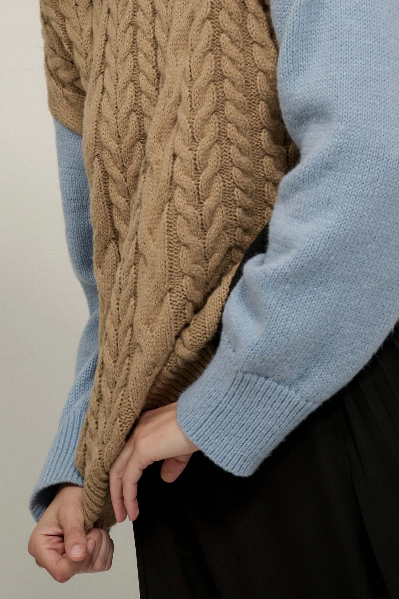 Me Time Colorblock Cable Knit Turtleneck Sweater