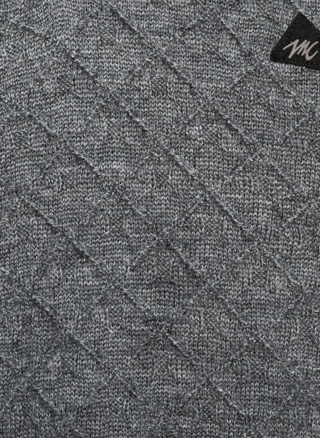 Men Grey Self Design Pullover