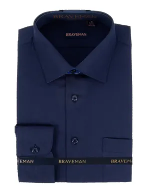 Mens Slim Fit Dress Shirt in Navy Blue