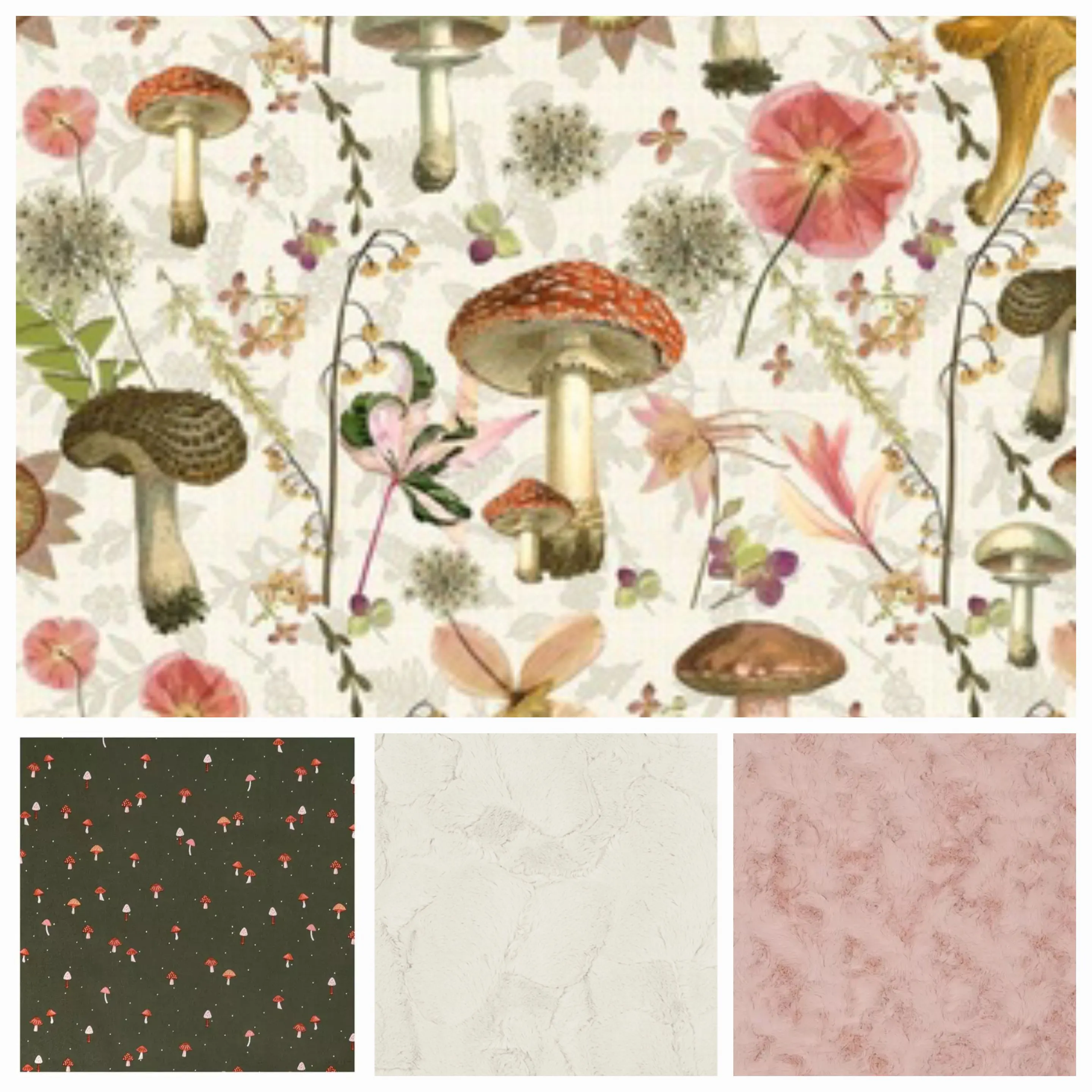 Mushroom Field Shabby Chic Baby Crib Bedding