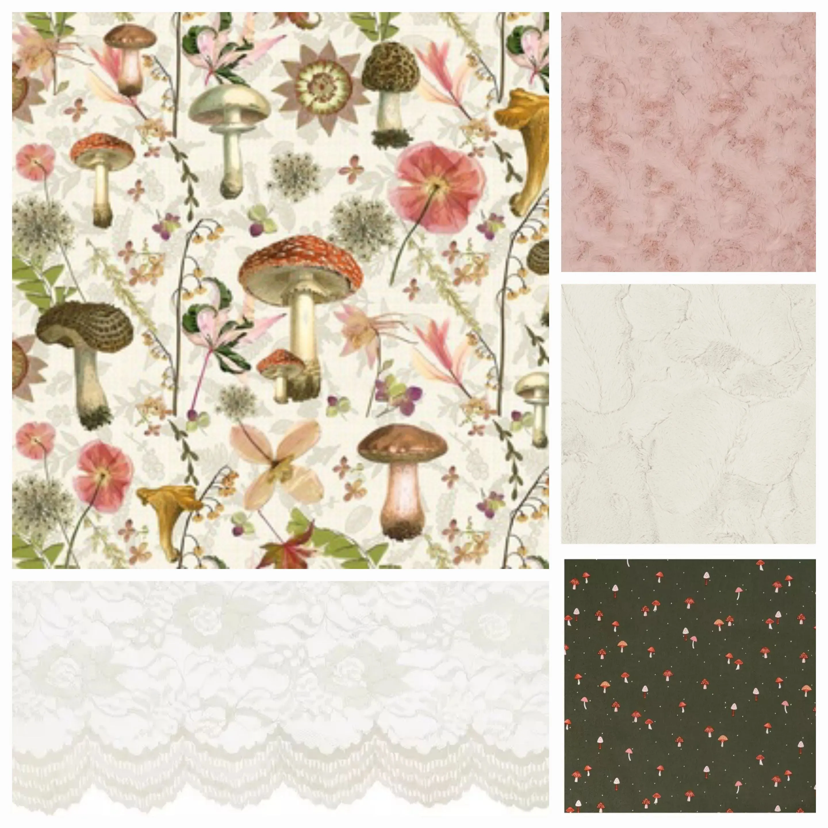 Mushroom Field Shabby Chic Baby Crib Bedding