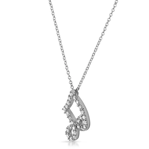 Musical Note CZ Sterling Silver Necklace