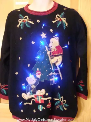 Need to Buy Christmas Sweaters? Bears Decorating Light Up Sweater