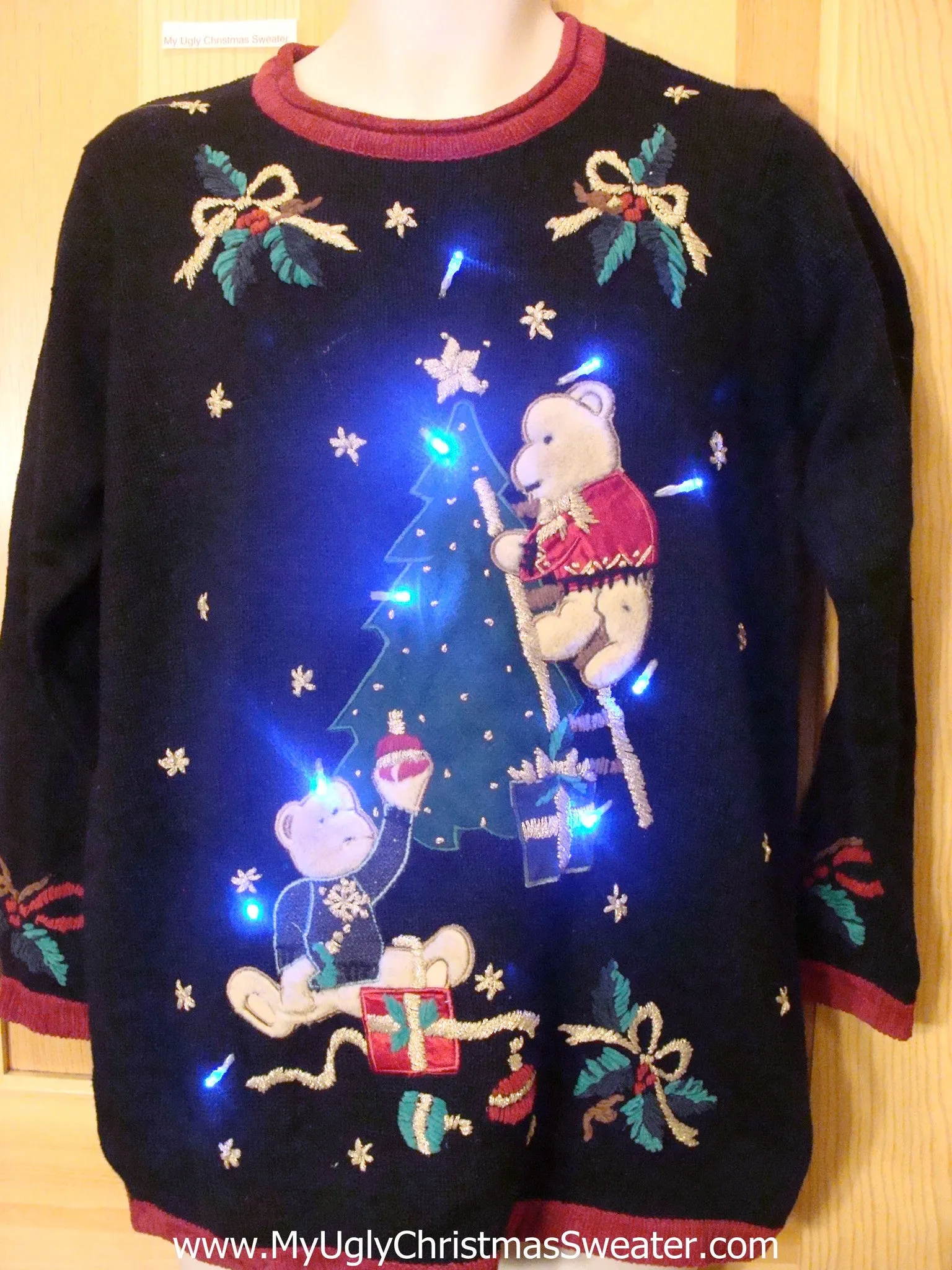Need to Buy Christmas Sweaters? Bears Decorating Light Up Sweater
