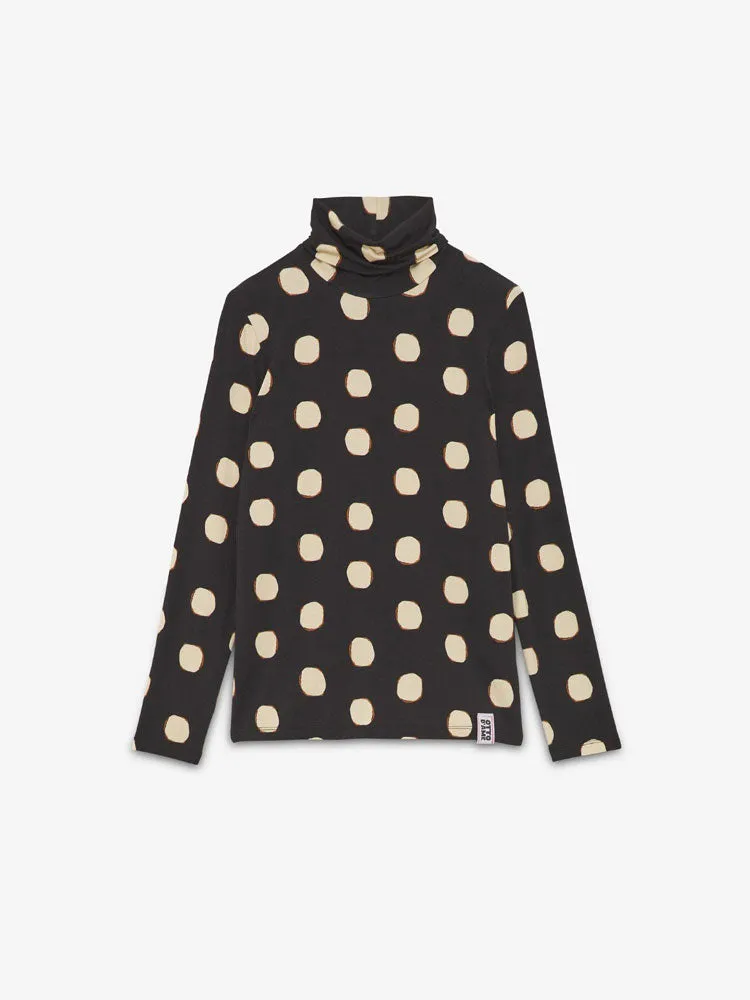 Ottod'Ame Printed Turtleneck Top Black & Ecru