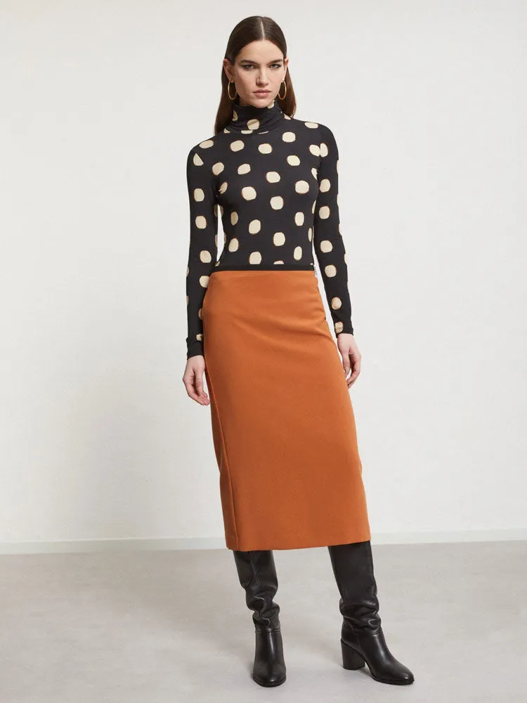 Ottod'Ame Printed Turtleneck Top Black & Ecru