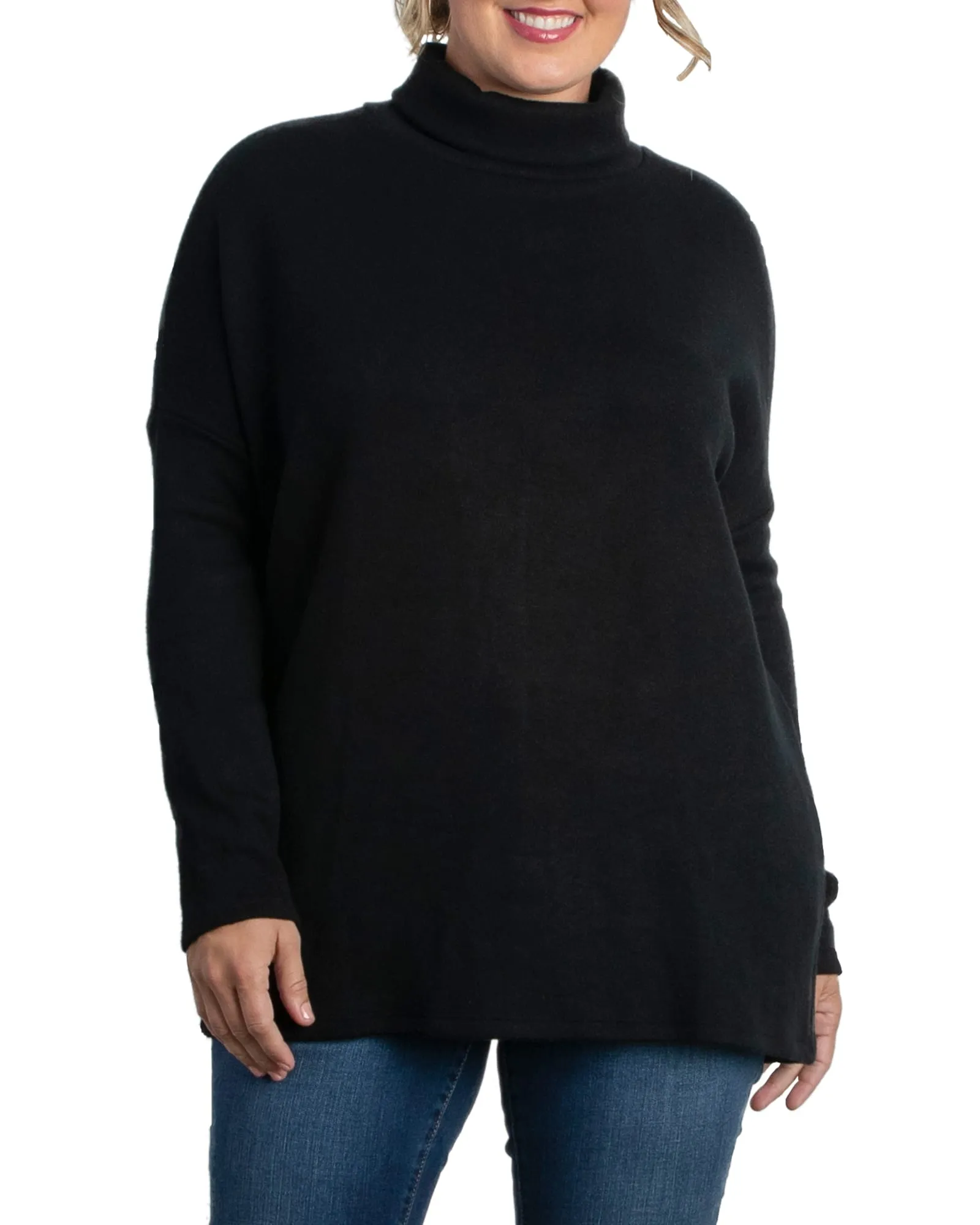 Paris Turtleneck Tunic Sweater | BLACK NOIR