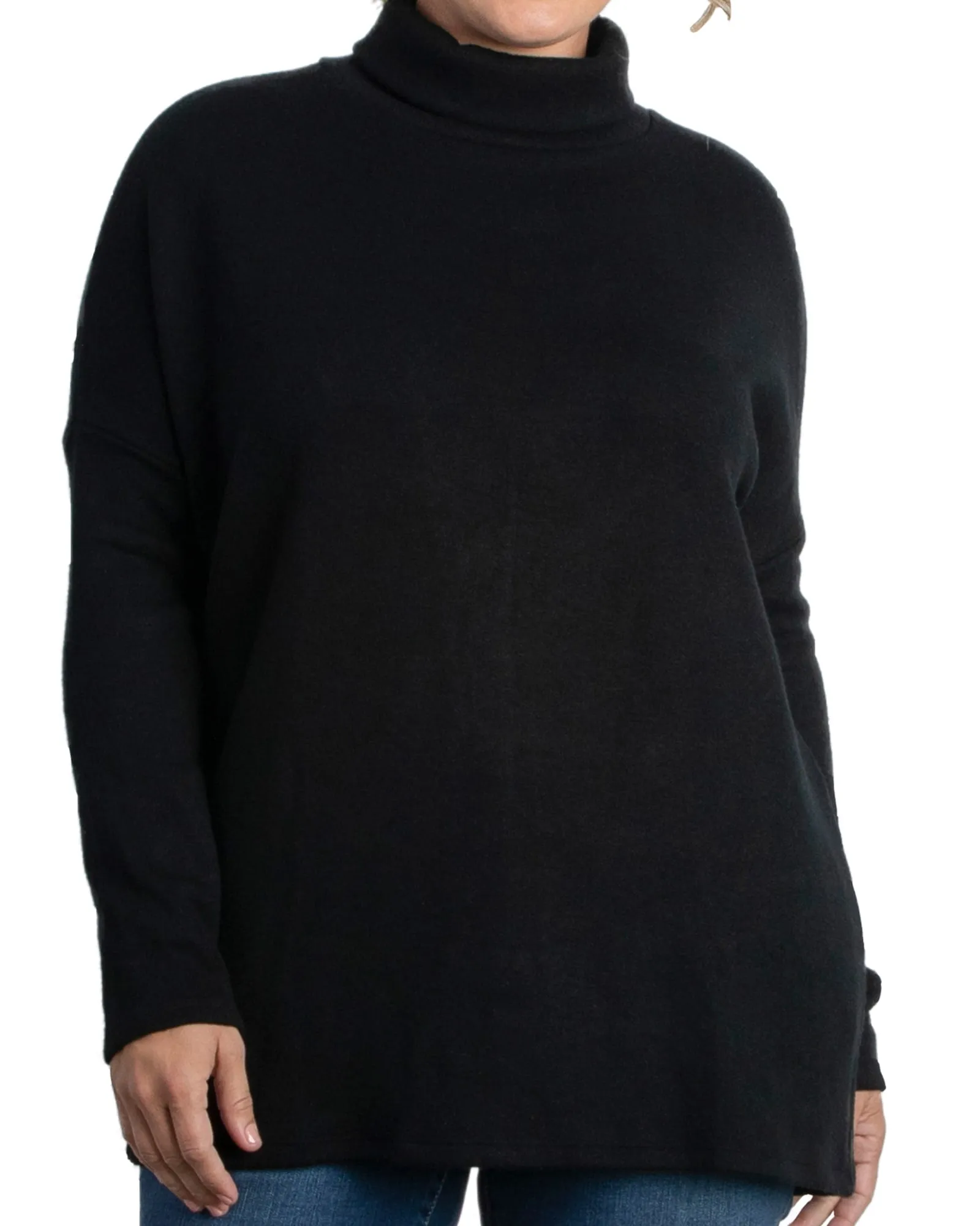 Paris Turtleneck Tunic Sweater | BLACK NOIR