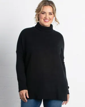 Paris Turtleneck Tunic Sweater | BLACK NOIR