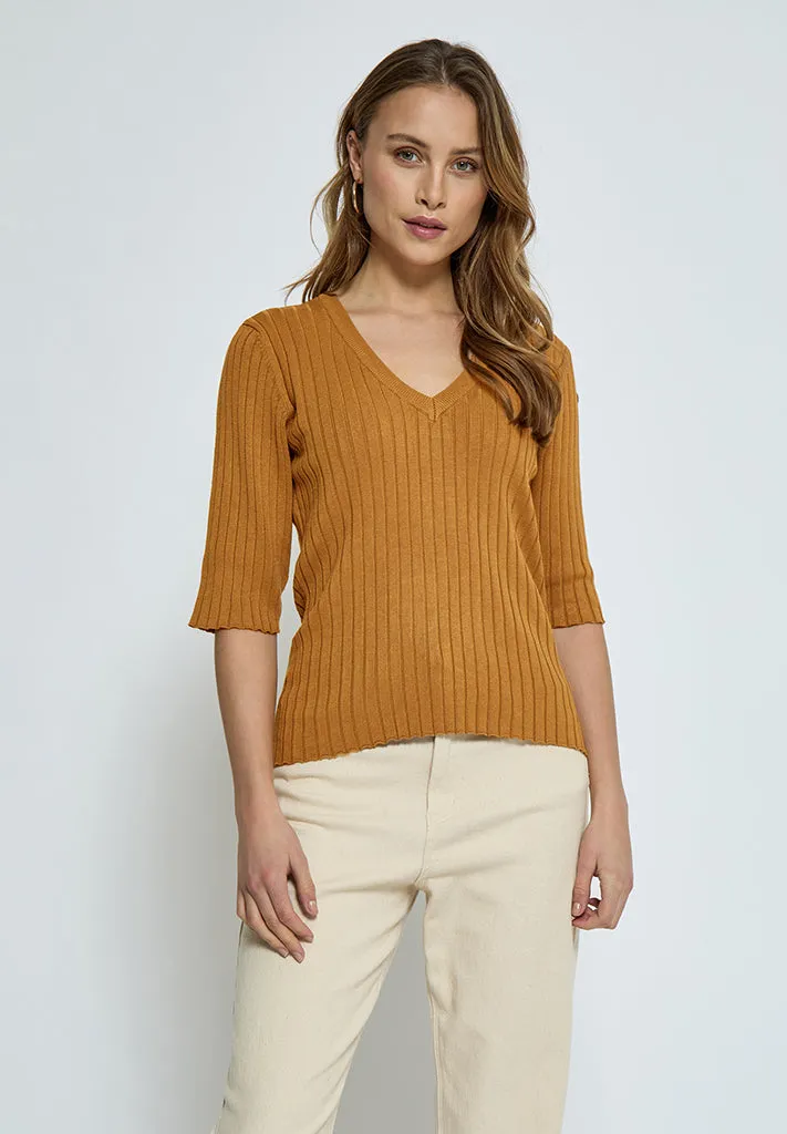 PCTana Rib Pullover - Bone Brown