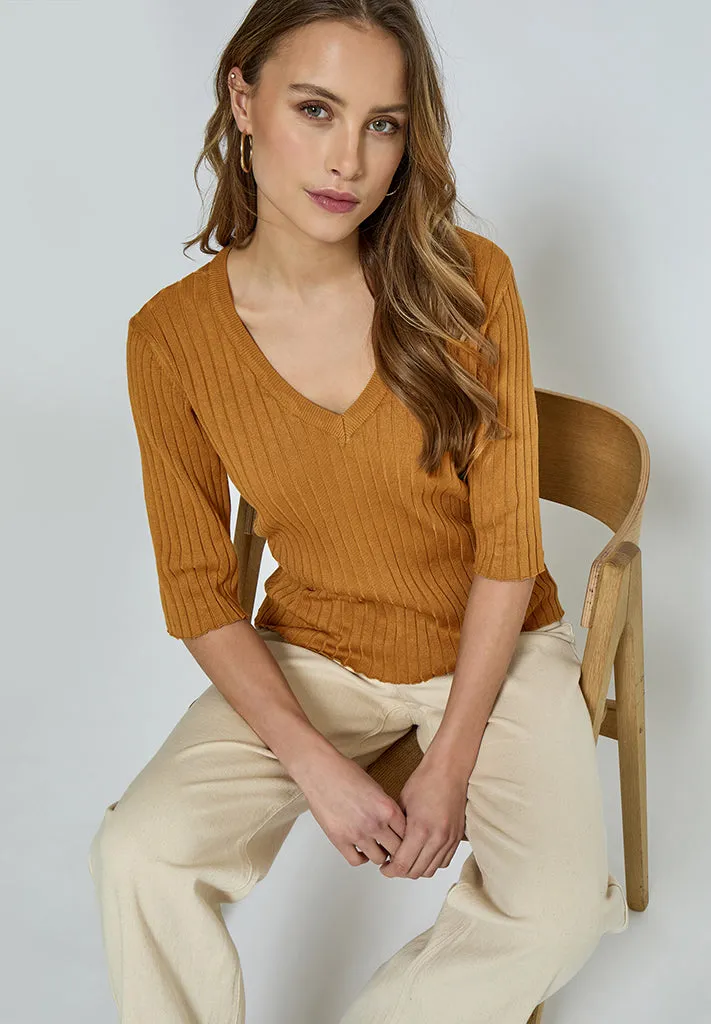 PCTana Rib Pullover - Bone Brown