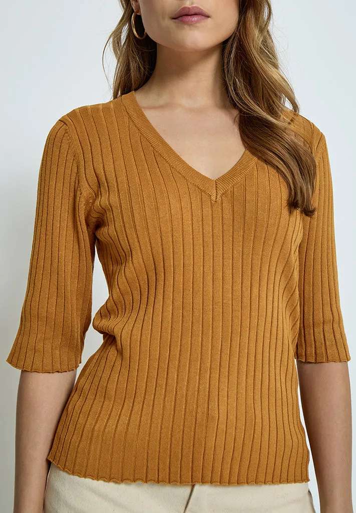 PCTana Rib Pullover - Bone Brown