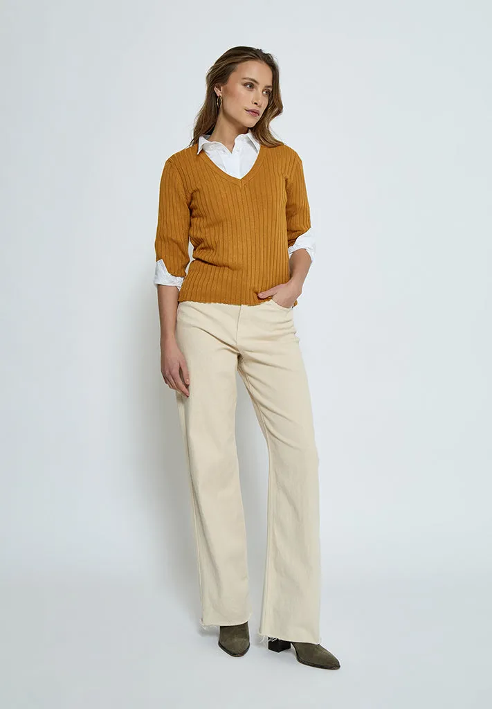 PCTana Rib Pullover - Bone Brown